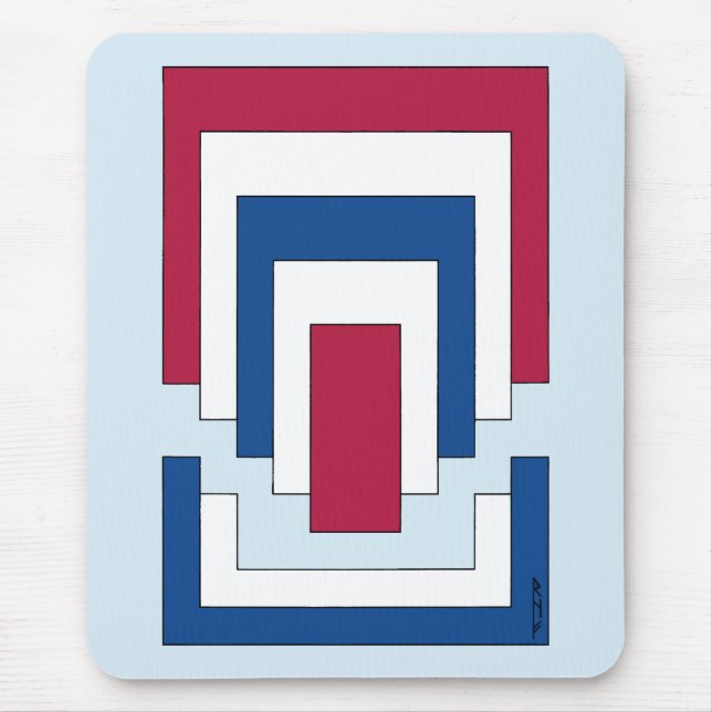 Mousepad Abstrato retângulo em vermelho, branco e azul (Frente)