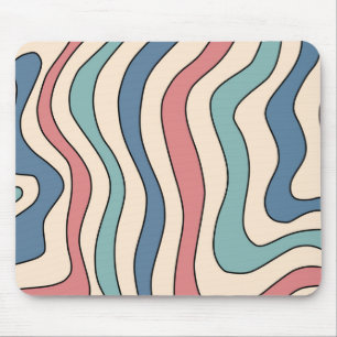 Mousepad Abstrato Retro 70s Marble Blue Groovy Padrão