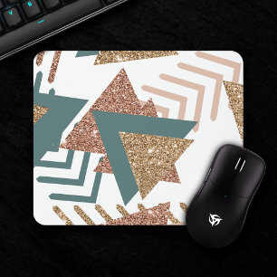 Mousepad abstrato retroativo 80s   Paleta verde e Dourada d