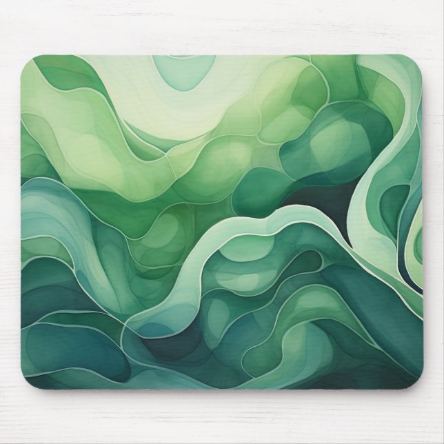Mousepad Abstrato rodopadas de tons verdes (Frente)