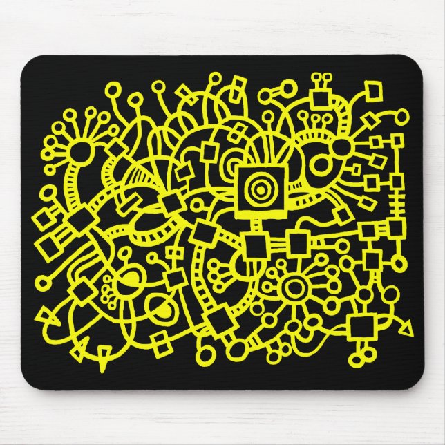 Mousepad Abstrato Structure - Amarelo em preto (Frente)