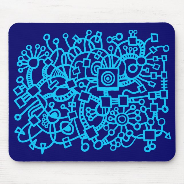 Mousepad Abstrato Structure - Azul-céu no Marinho profundo (Frente)