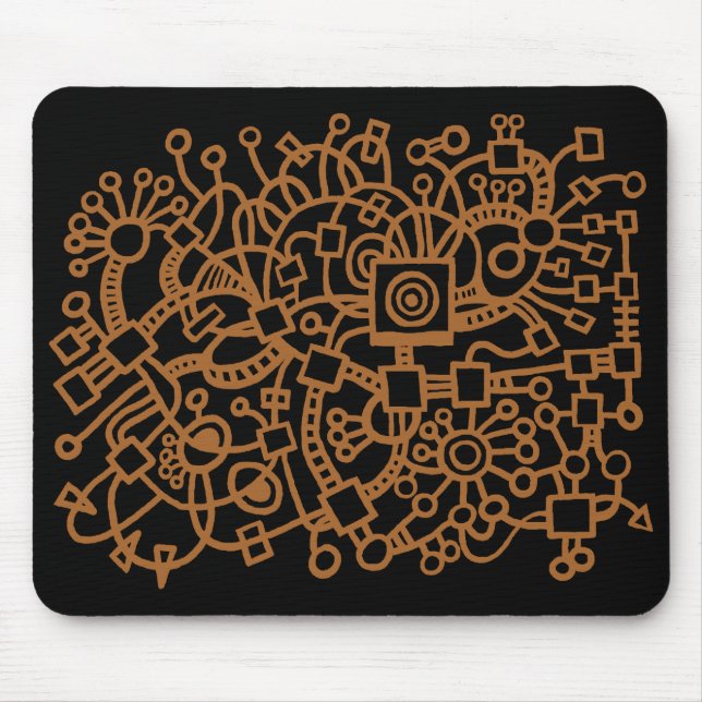 Mousepad Abstrato Structure - Castanho em Preto (Frente)
