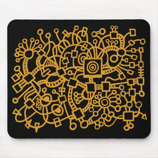 Mousepad Abstrato Structure - Dourado em preto (Frente)
