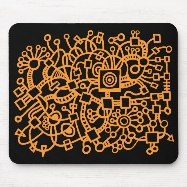 Mousepad Abstrato Structure - Laranja claro em preto (Frente)