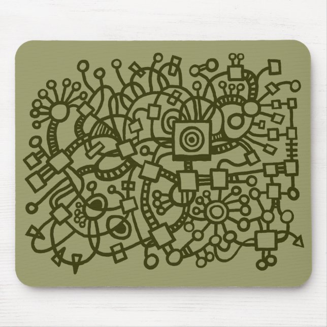 Mousepad Abstrato Structure - Murky Green em Khaki (Frente)