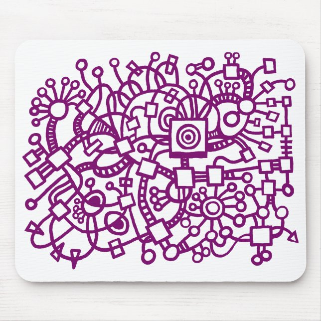 Mousepad Abstrato Structure - Plum on White (Frente)