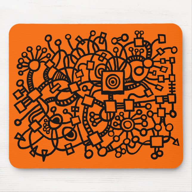 Mousepad Abstrato Structure - Preto em Laranja (Frente)