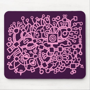 Mousepad Abstrato Structure - Rosa em Roxo Escuro