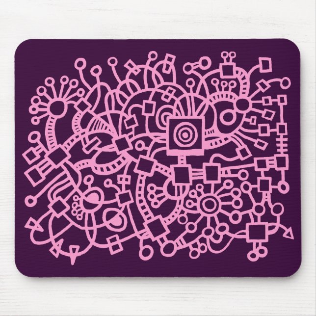 Mousepad Abstrato Structure - Rosa em Roxo Escuro (Frente)