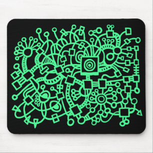 Mousepad Abstrato Structure - Verde-Casa em Preto