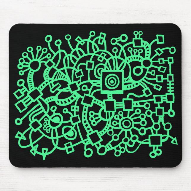 Mousepad Abstrato Structure - Verde-Casa em Preto (Frente)