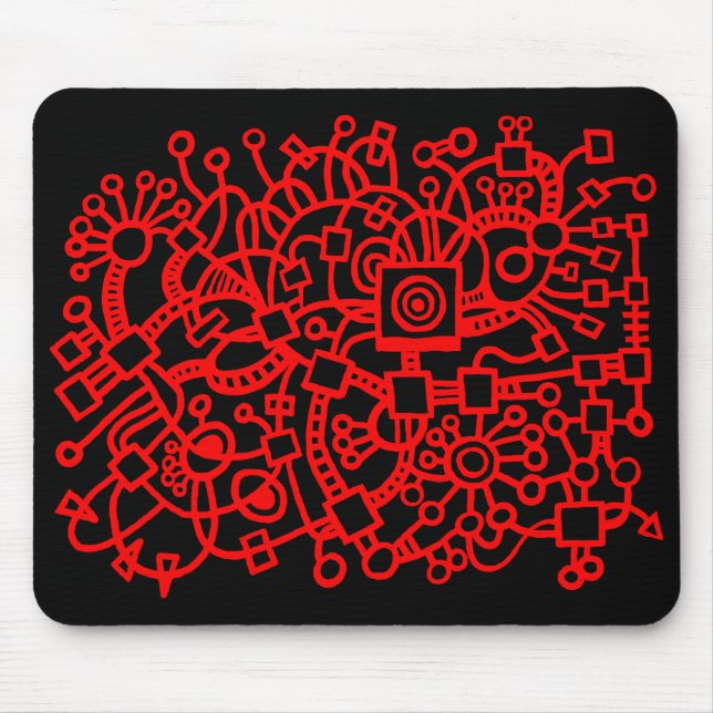 Mousepad Abstrato Structure - Vermelho em Preto (Frente)