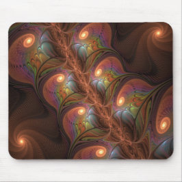 Mousepad Abstrato Trippy Marrom Fluorescente Colorido Fract