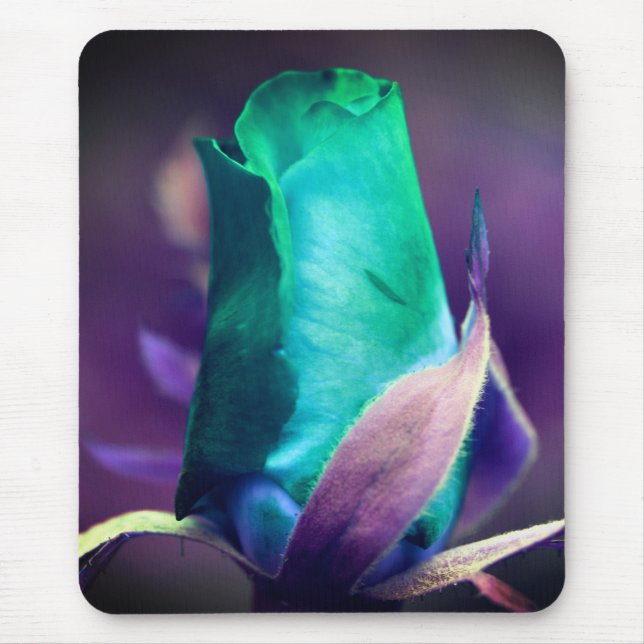 Mousepad Abstrato Turquoise Rosebud Arte Flor (Frente)