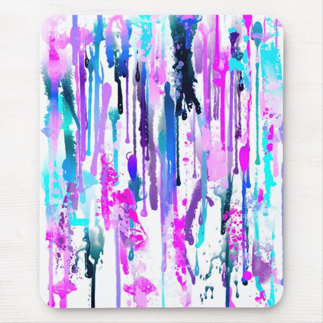 Mousepad Abstrato Watercolor Drives Blue Turquoise Pink (Frente)