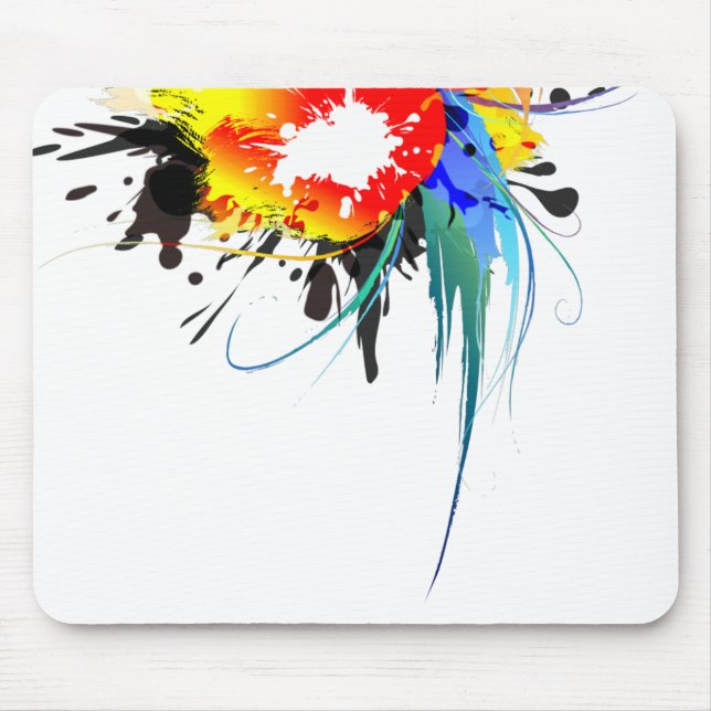 Mousepad Abstrato Wild Parrot Paint Splatters (Frente)