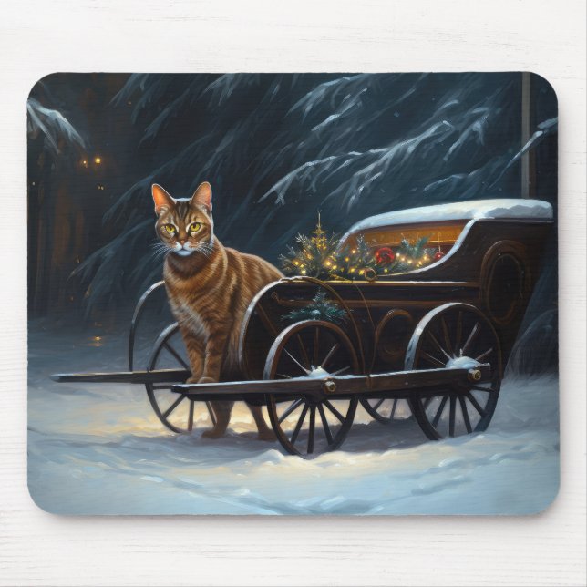 Mousepad Abyssinian Snowy Sleigh Passeia Decência de Natal (Frente)