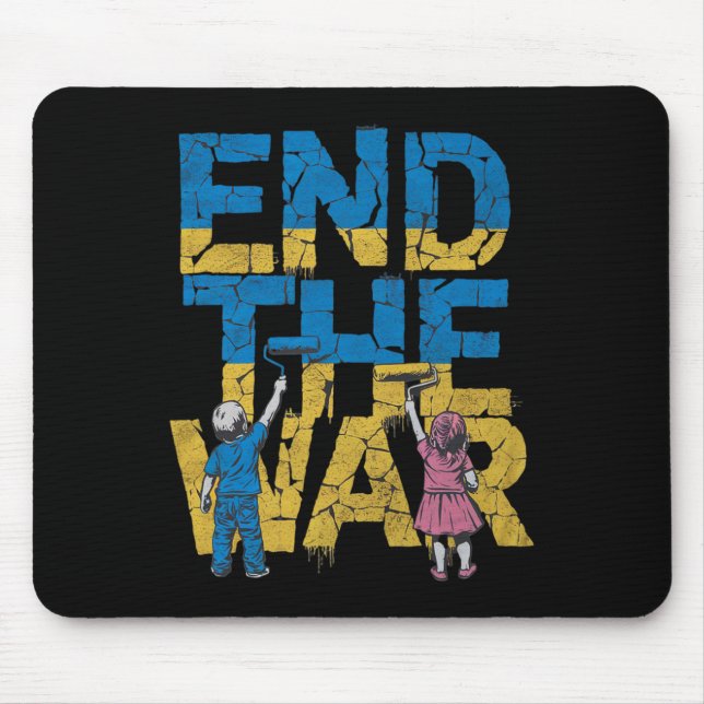 Mousepad Acabe Com a Guerra Grafite Crianças Apoiam Zelensk (Frente)