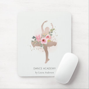 Mousepad Academia de Dançarinas Florais Dourada Blush Rosa