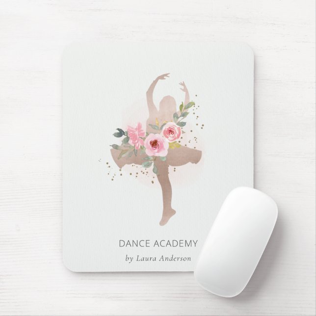 Mousepad Academia de Dançarinas Florais Dourada Blush Rosa (Com mouse)