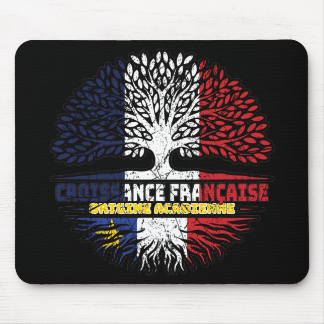 Mousepad Acadia Acade French France Bandeira Raízes de Árvo (Frente)