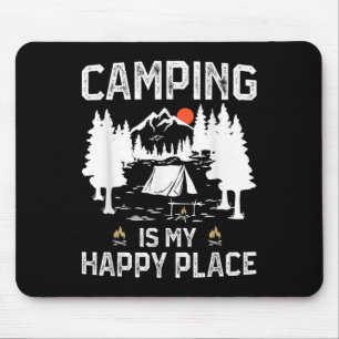 Mousepad Acampamento É Meu Lugar Feliz Camper Divertido Flo