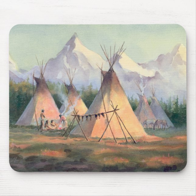 Mousepad ACAMPAMENTO INDIANO do TIPI por SHARON SHARPE (Frente)