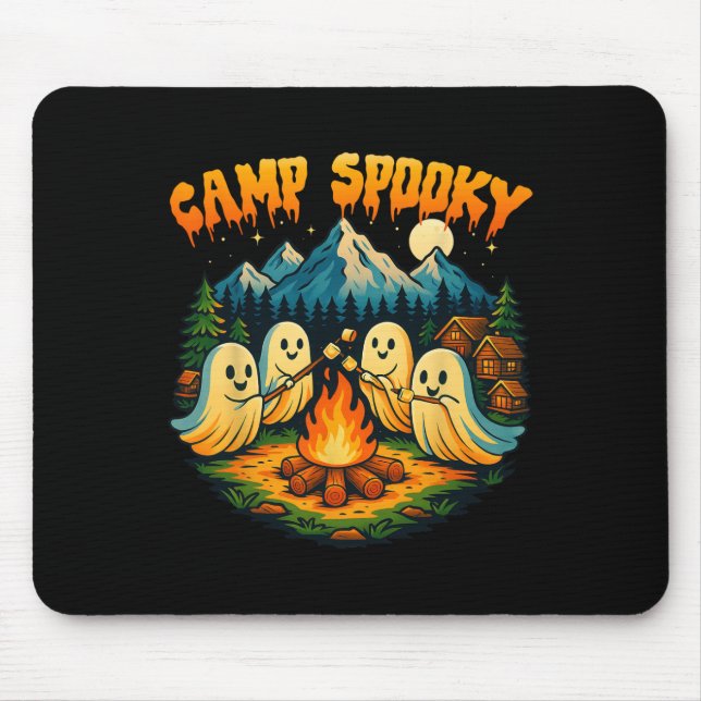 Mousepad Acampamento Spooky Summerentre o Fantasma Cute do  (Frente)