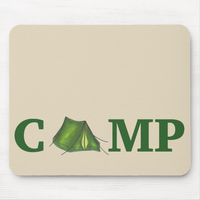 Mousepad Acampamento verde CAMP em tendas externas acampame (Frente)