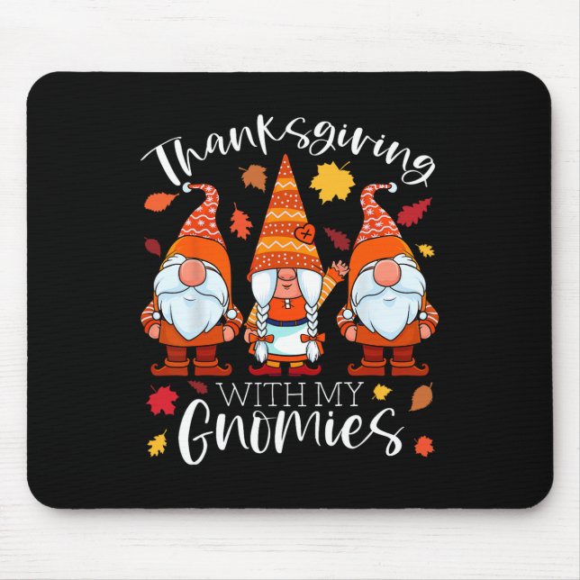 Mousepad Ação de Graças Com Meus Gnomos Gnomos De Outono Ca (Frente)
