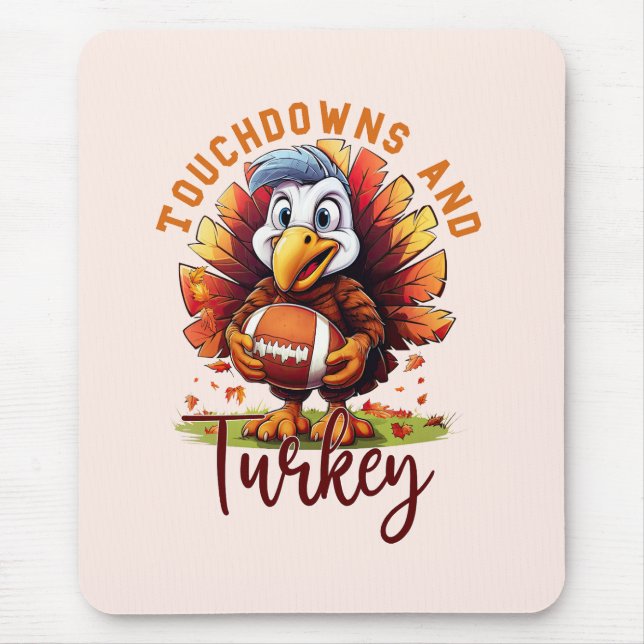 Mousepad Ação de Graças de Touchdown e Turquia (Frente)