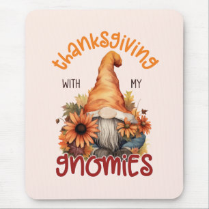 Mousepad Ação de Graças Floral com os meus Gnomos