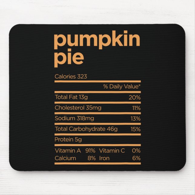 Mousepad Ação de Graças Nutrição Pumpkin Fatos Comida Diver (Frente)