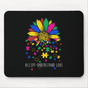 Mousepad Accept Sunflower Compreende Autismo Mundo Ancional