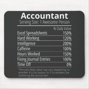 Mousepad Accountant Nutrition Fact, Nutrition Facts