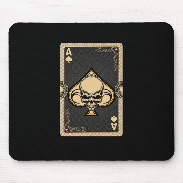 Mousepad Ace Spades Cartões Crânio Poker Jogador de Casino  (Frente)