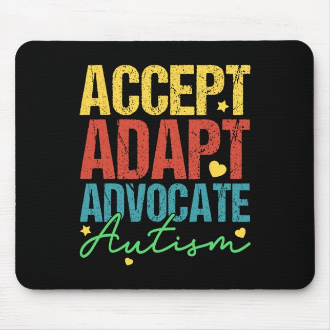 Mousepad Aceitar Adaptar Advogar Mês de Conscientização do  (Frente)