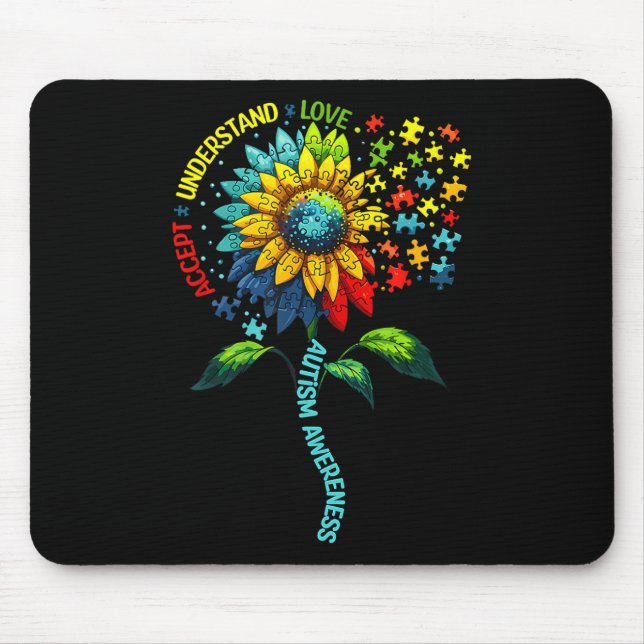 Mousepad Aceitar Compreender O Amor Autismo Girassol Sensib (Frente)