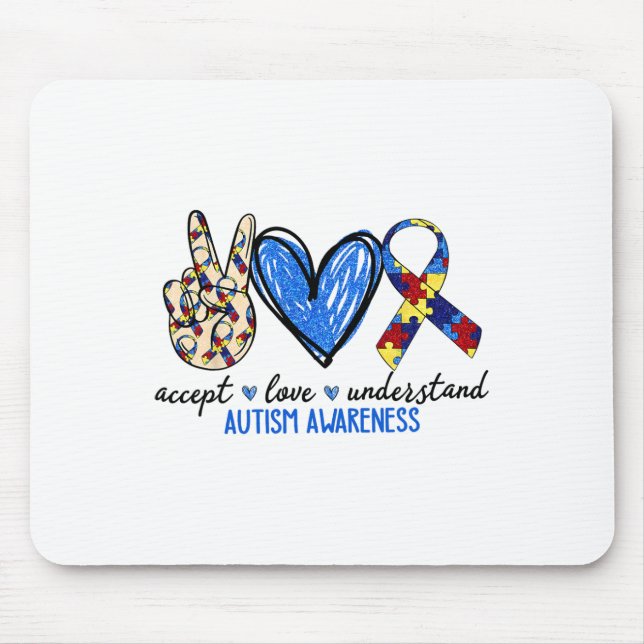 Mousepad Aceitar o amor Compreender a Consciência do Autism (Frente)