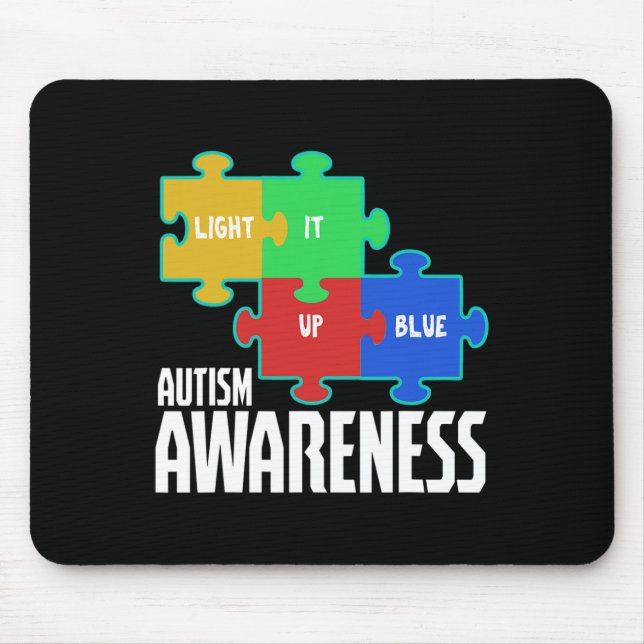 Mousepad Acelere-O Com Quebra-cabeça Azul, Inspiração Autis (Frente)