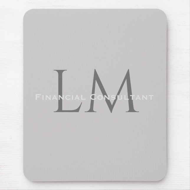 Mousepad Acento de Trabalho em Cinza Toupeira Monograma Mod (Frente)