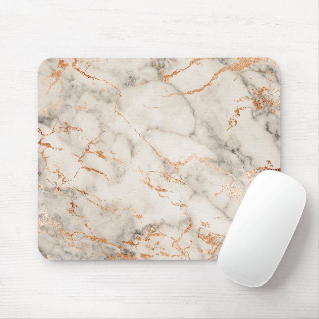 Mousepad Acentos castanhos e padrão de Abstrato branco (Com mouse)