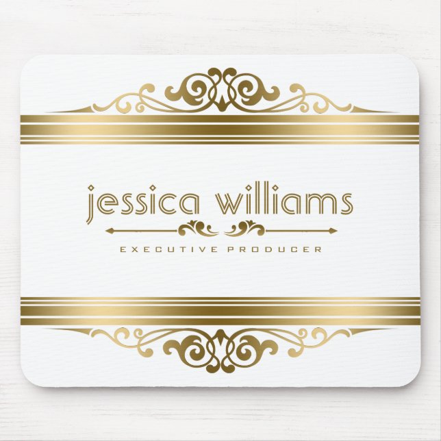 Mousepad Acentos Florais De Douradas Elegantes (Frente)