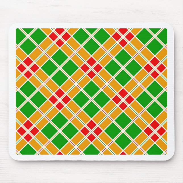 Mousepad Acessório de padrão amarelo verde-argil Xadrez-cla (Frente)