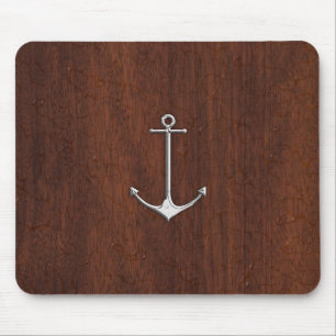 Mousepad Aço de mogno náutico molhado da âncora
