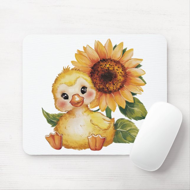 Mousepad Acoplamento Por Aquarela Com Girassol (Com mouse)