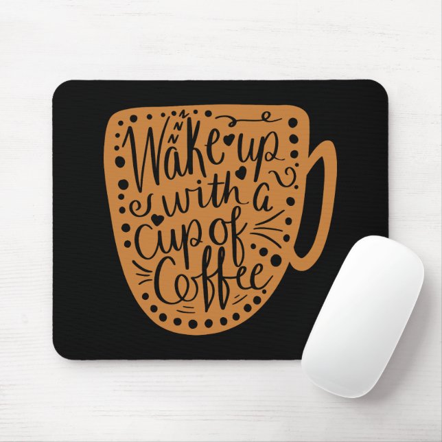 Mousepad Acordar com um café (Com mouse)