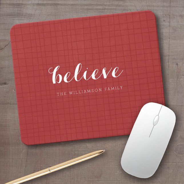 Mousepad Acredite - Moderno Feliz Natal Vermelho (Christmas Theme Mousepad)