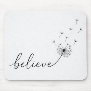 Mousepad Acredite Texto com Sementes de Dente-de-Leão Flutu